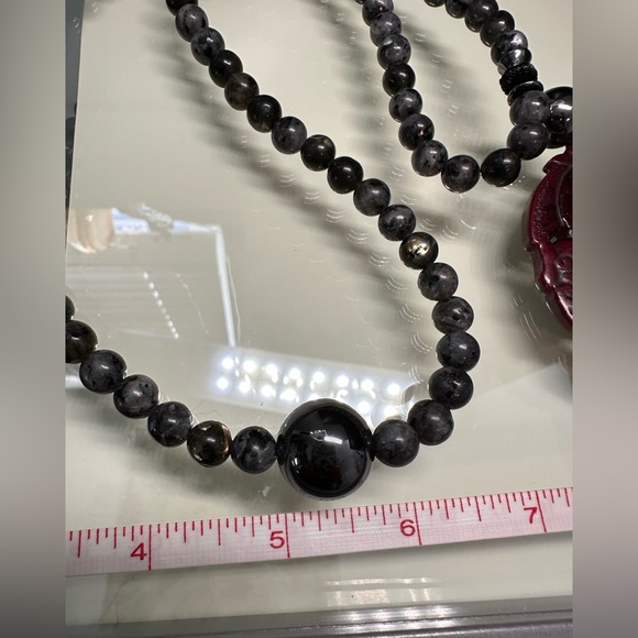 LABRADORITE + HEMATITE NATURAL STONES NECKLACE - Picture 14 of 16